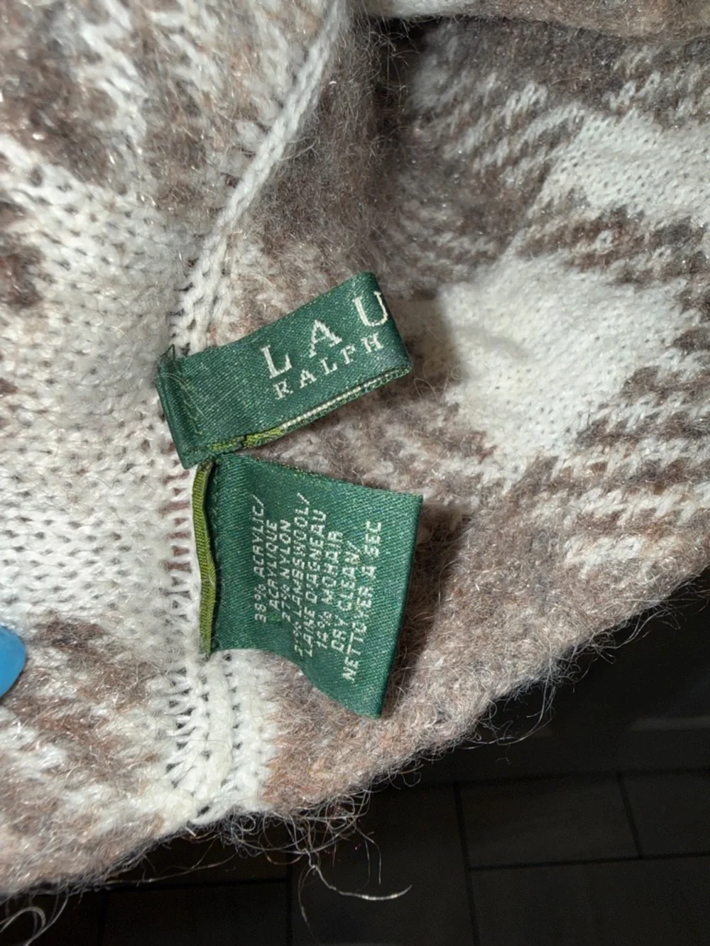 Ralph Lauren Cream‎ and Brown Plaid Knit Snood